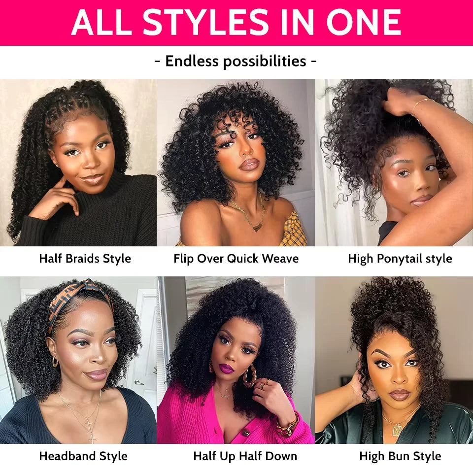 Afro Kinky Curly Headband Wig